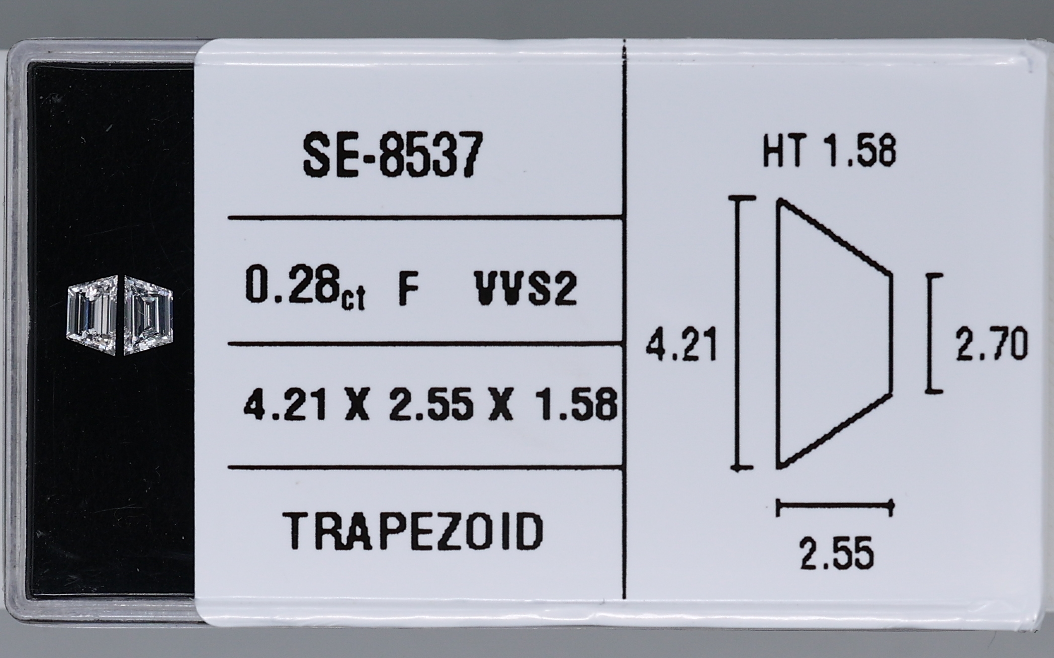 0.14 Carat Natural F VVS2 Trapezoid Diamond SE-8537AA