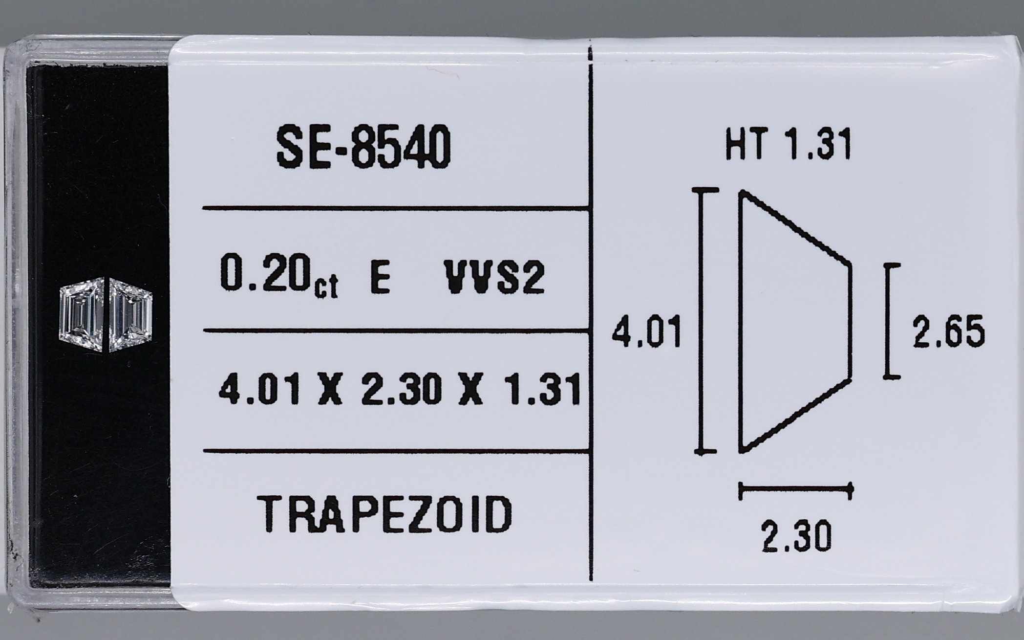 0.11 Carat Natural E VVS2 Trapezoid Diamond SE-8540AA