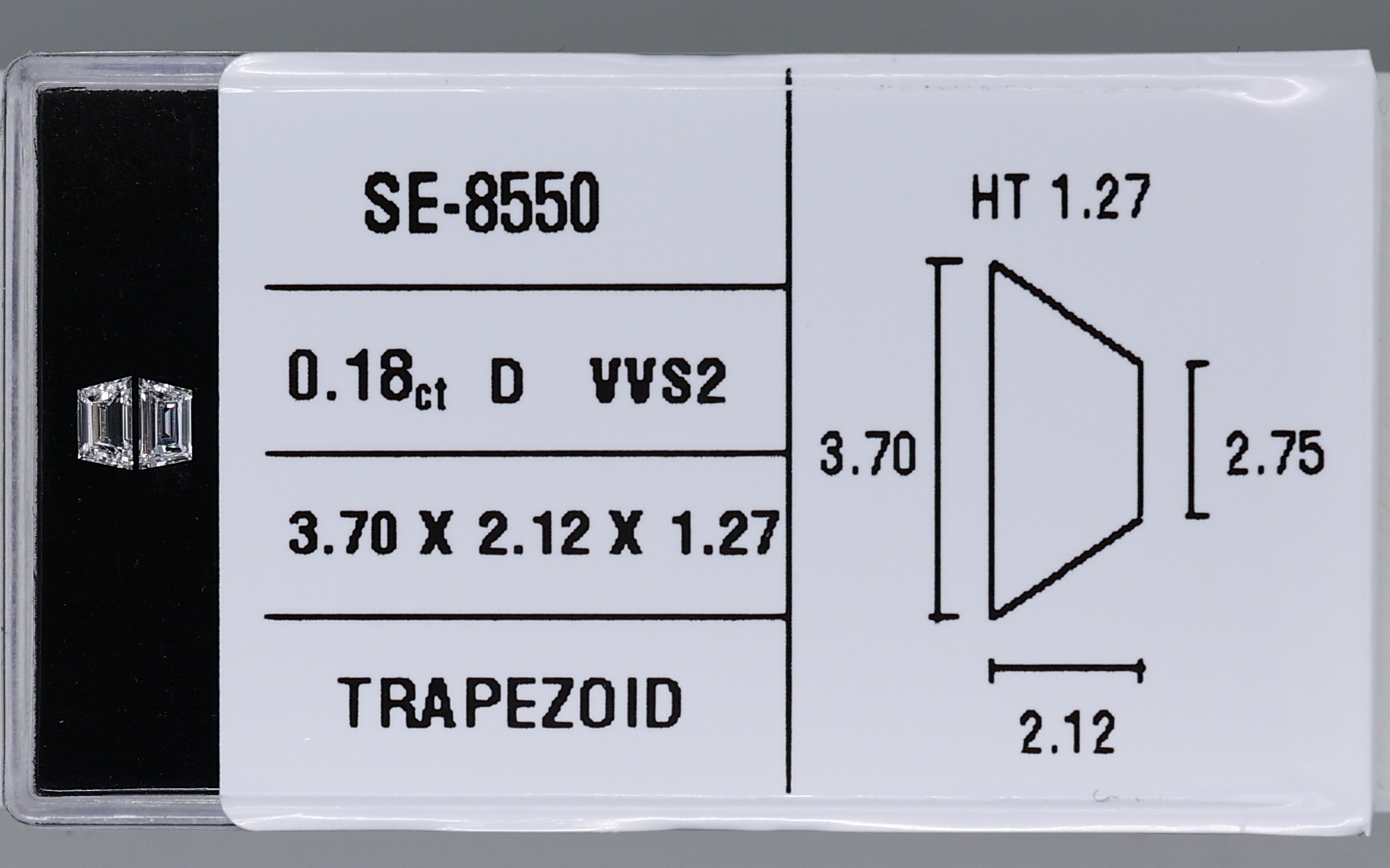 0.10 Carat Natural D VVS2 Trapezoid Diamond SE-8550AA