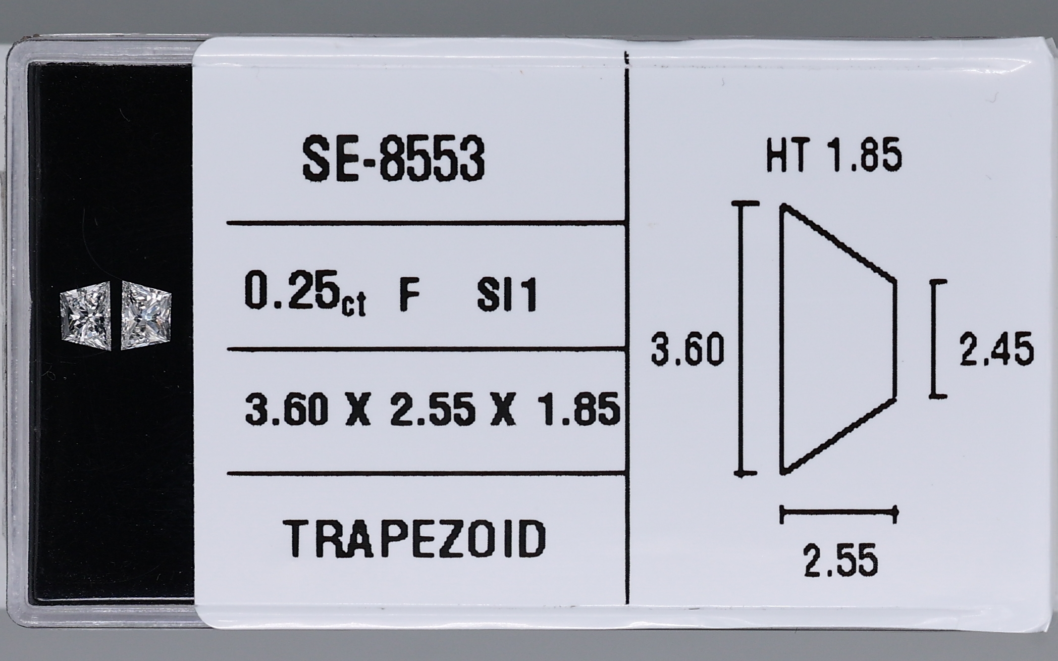 0.12 Carat Natural F SI1 Trapezoid Diamond SE-8553AA