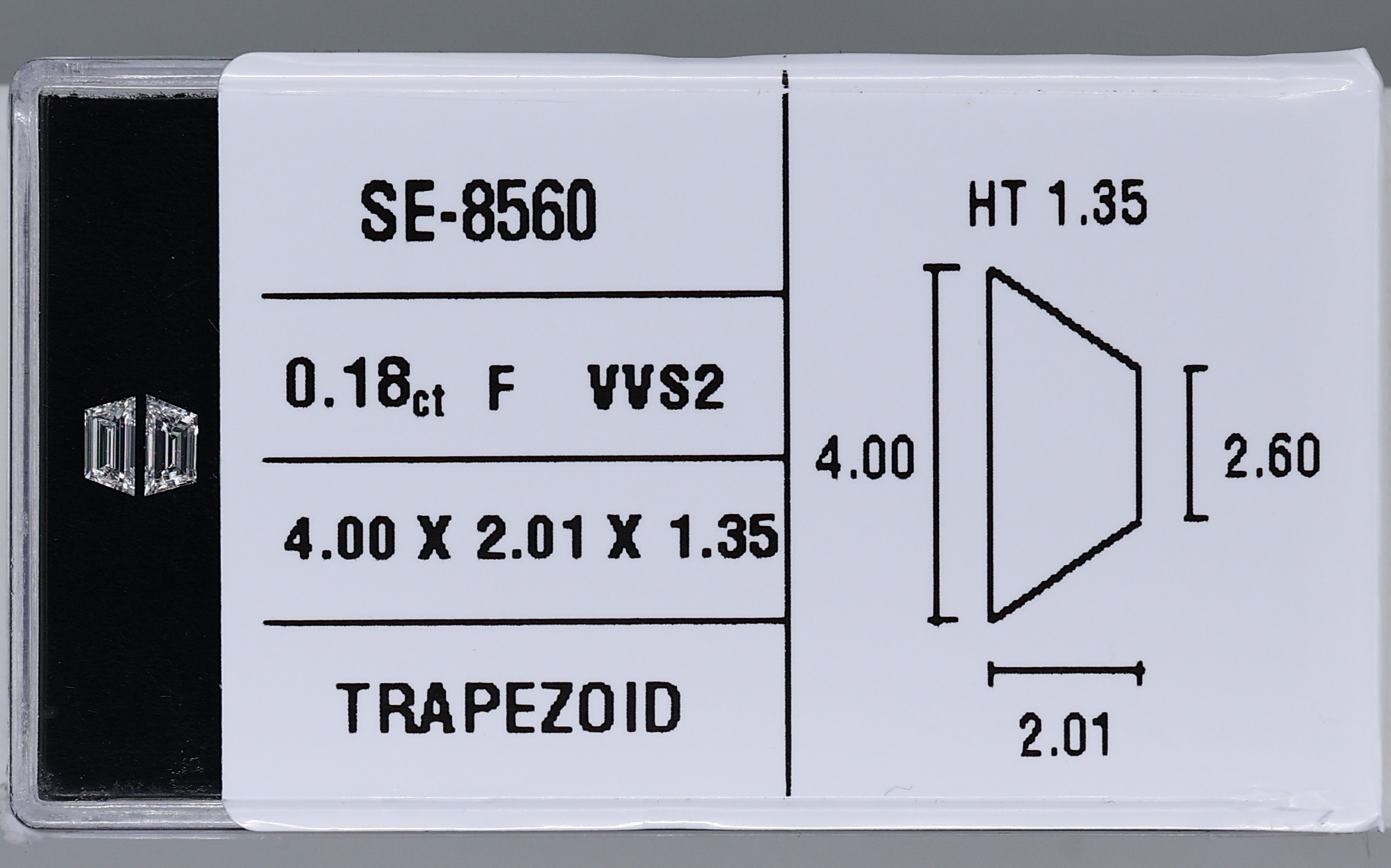 0.08 Carat Natural F VVS2 Trapezoid Diamond SE-8560AA