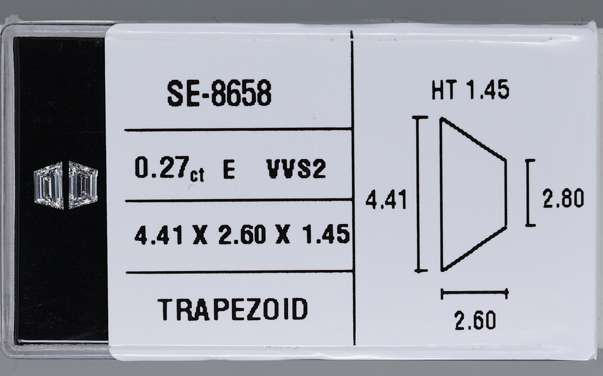0.13 Carat Natural E VVS2 Trapezoid Diamond SE-8658AA
