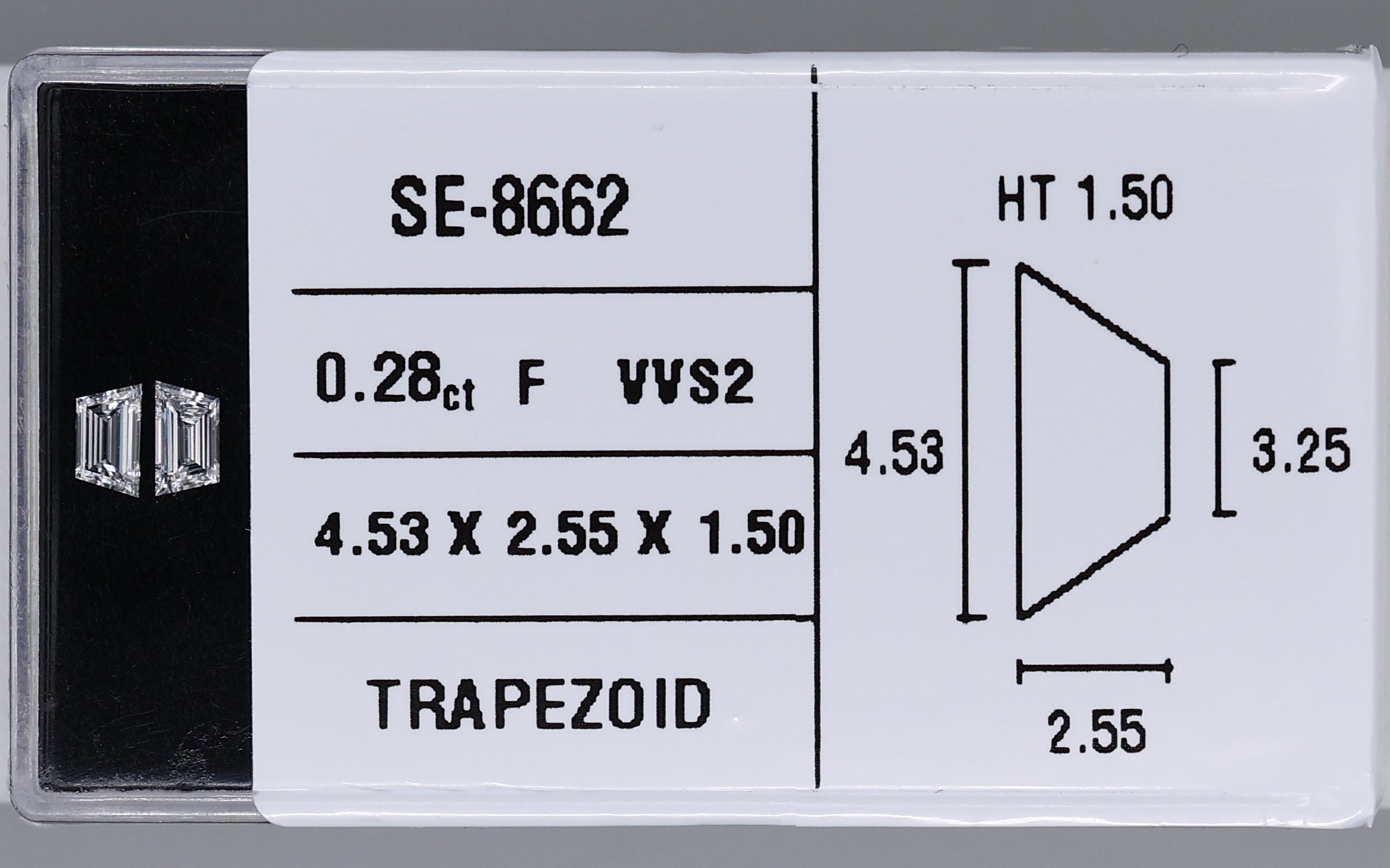 0.14 Carat Natural F VVS2 Trapezoid Diamond SE-8662AA
