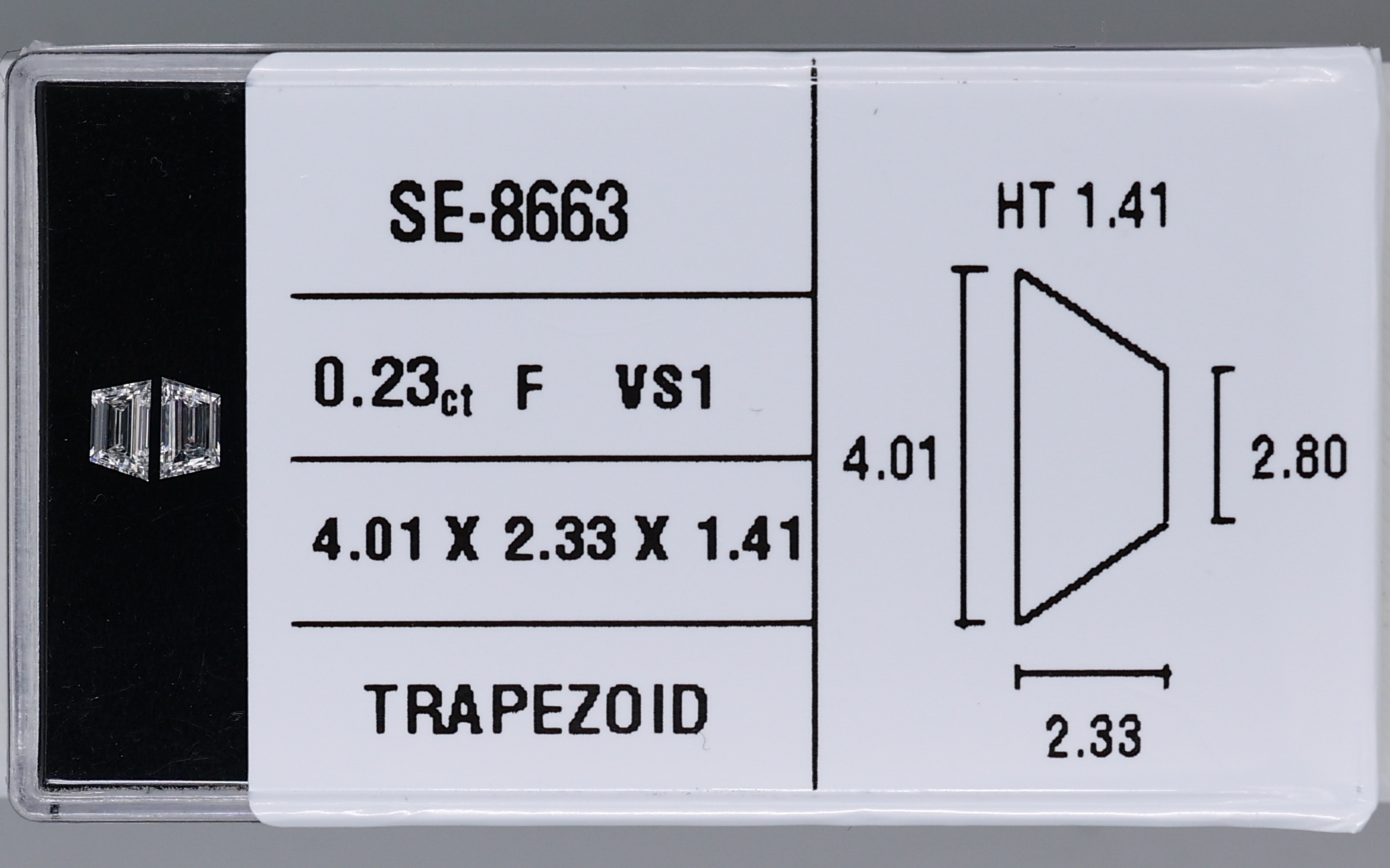 0.11 Carat Natural F VS1 Trapezoid Diamond SE-8663AA