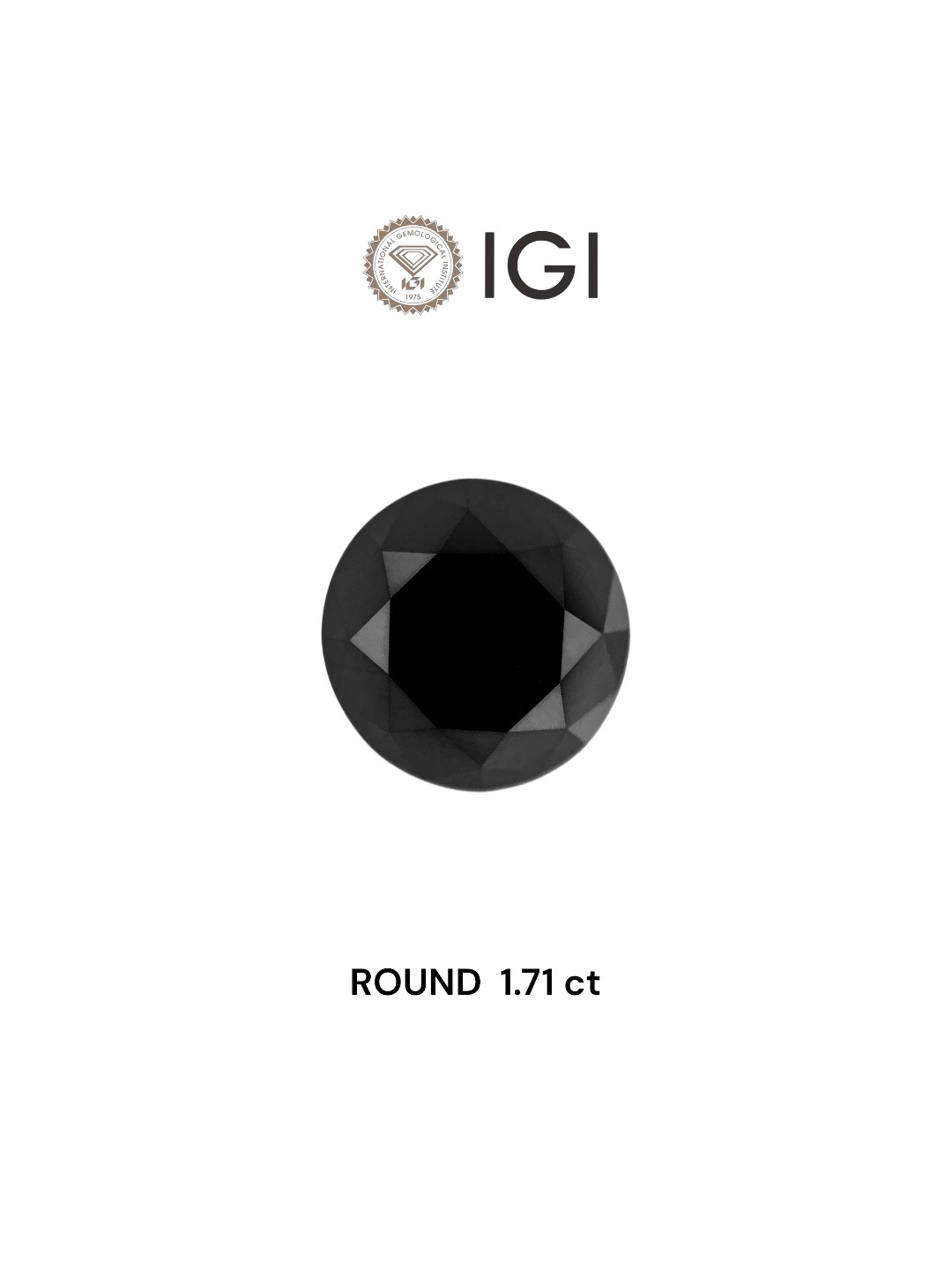 IGI 1.71 Carat Natural Fancy Black Round Diamond SE-8672TTI