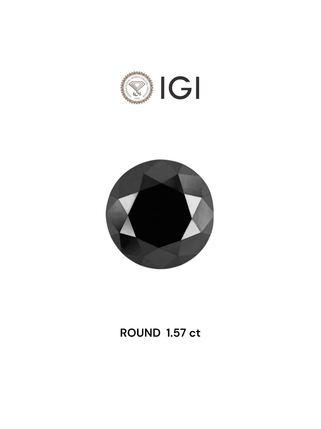 IGI 1.57 Carat Natural Fancy Black Round Diamond SE-8710TTI