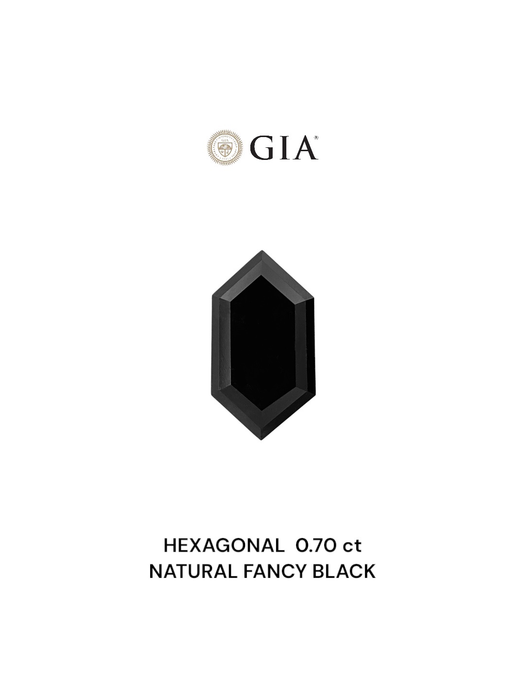 GIA 0.70 Carat Natural Fancy Black Hexagonal Diamond SE-8782GN