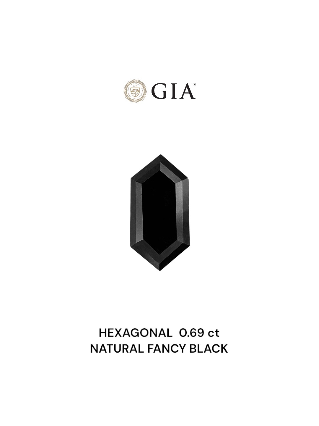 GIA 0.69 Carat Natural Fancy Black Hexagonal Diamond SE-8783GN