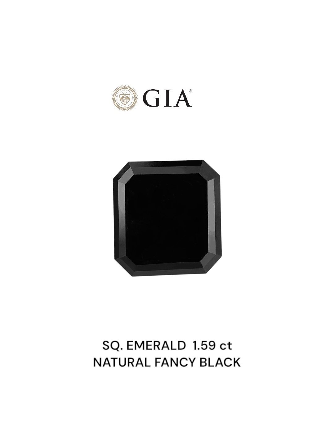 GIA 1.59 Carat Natural Fancy Black Sq emerald Diamond SE-8791GN