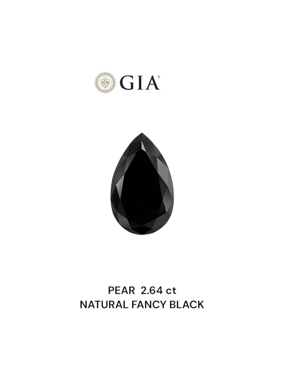 GIA 2.64 Carat Natural Fancy Black Pear Diamond SE-8794GN