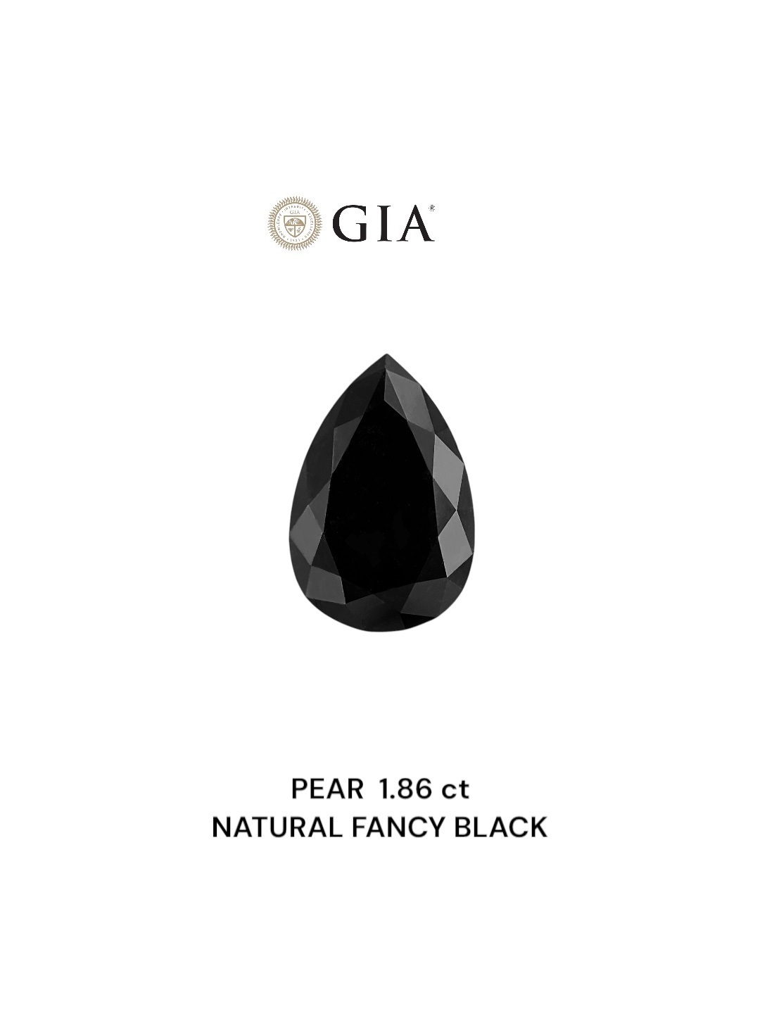 GIA 1.86 Carat Natural Fancy Black Pear Diamond SE-8796GN