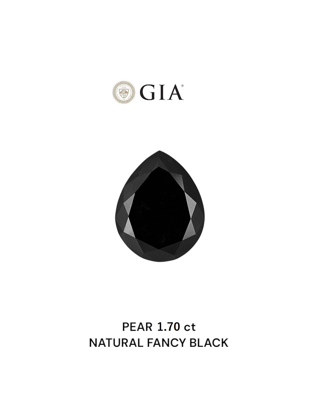 GIA 1.70 Carat Natural Fancy Black Pear Diamond SE-8798GN