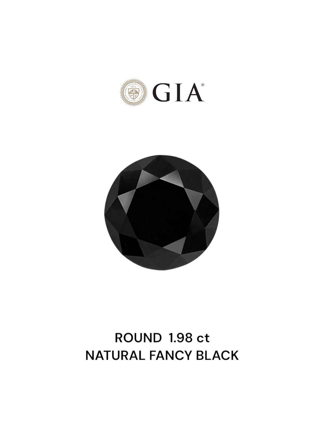 GIA 1.98 Carat Natural Fancy Black Round Diamond SE-8805GN