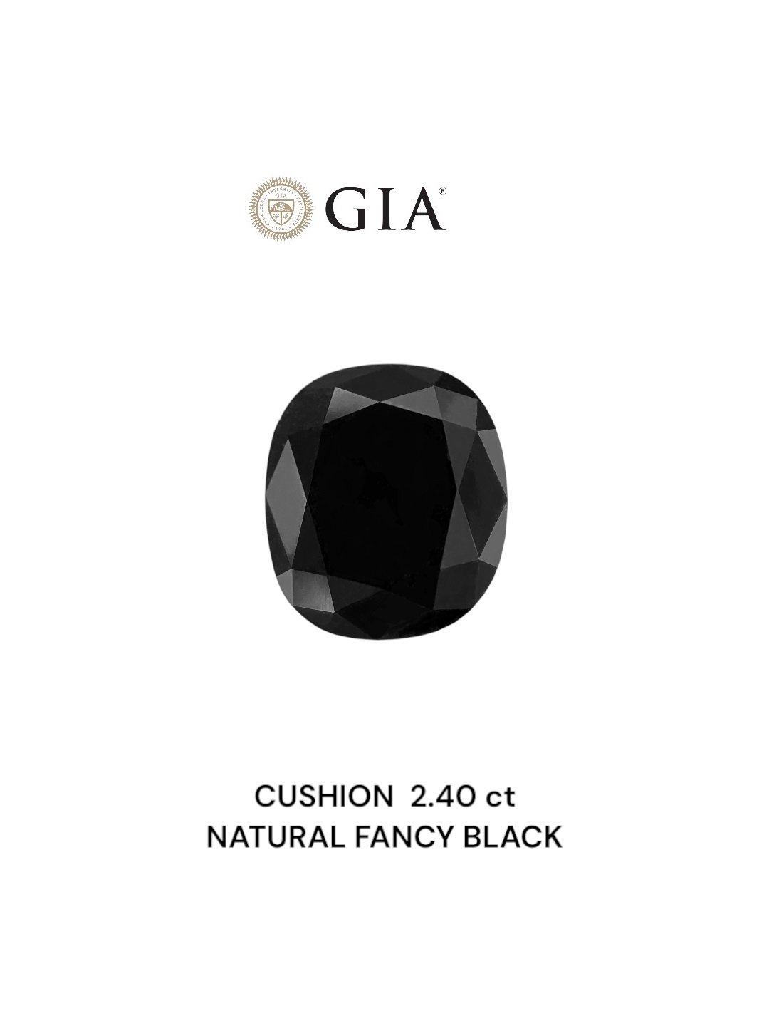 GIA 2.40 Carat Natural Fancy Black Cushion Diamond SE-8811GN