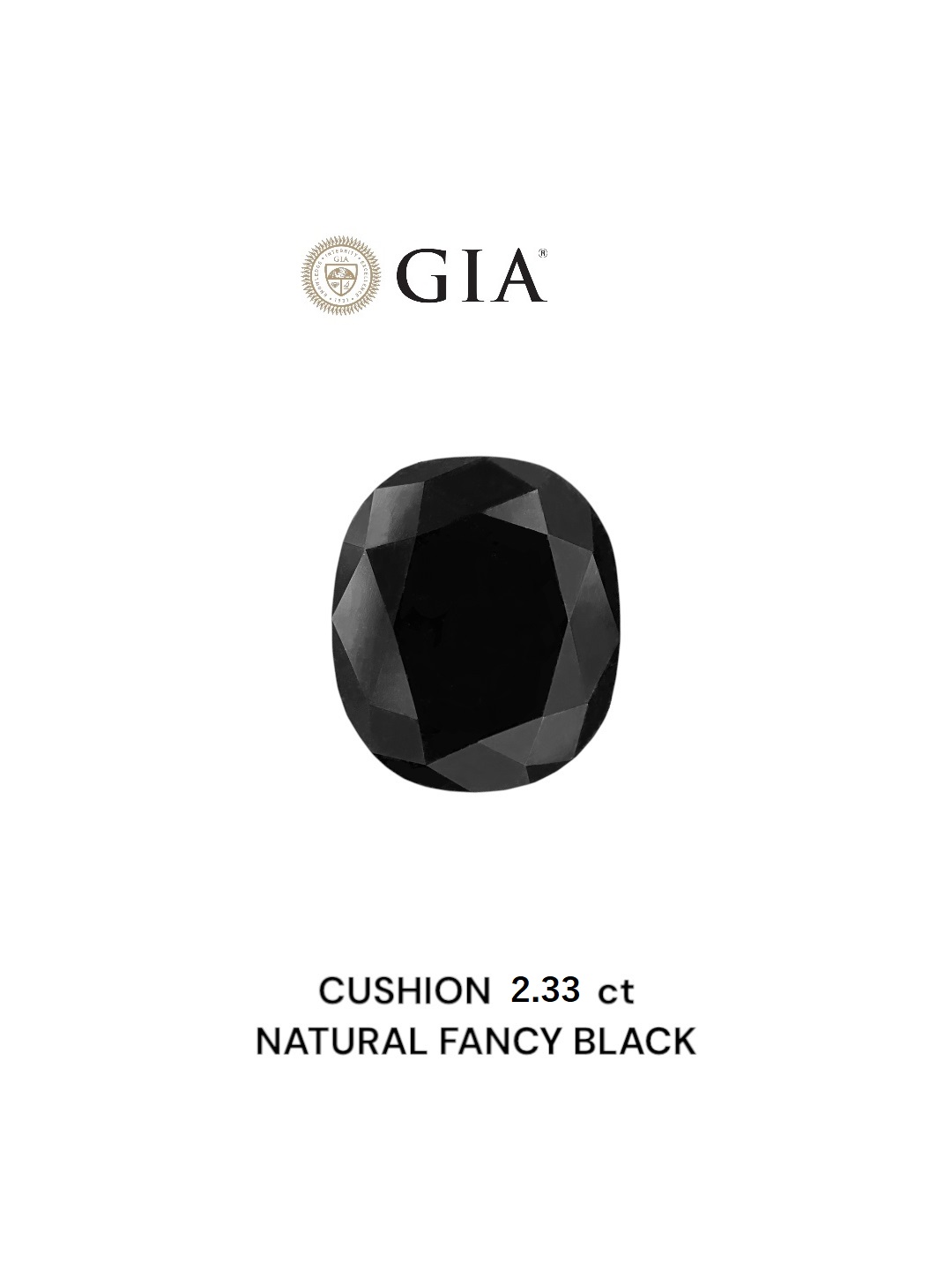 GIA 2.33 Carat Natural Fancy Black Cushion Diamond SE-8812GN