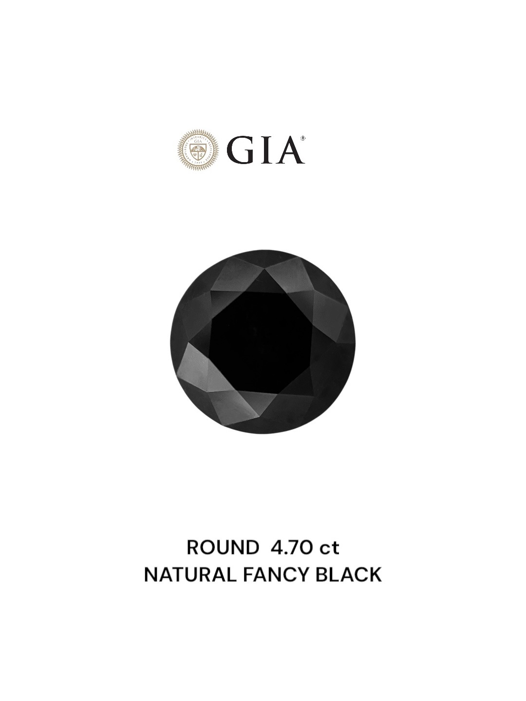 GIA 4.70 Carat Natural Fancy Black Round Diamond SE-8813GN