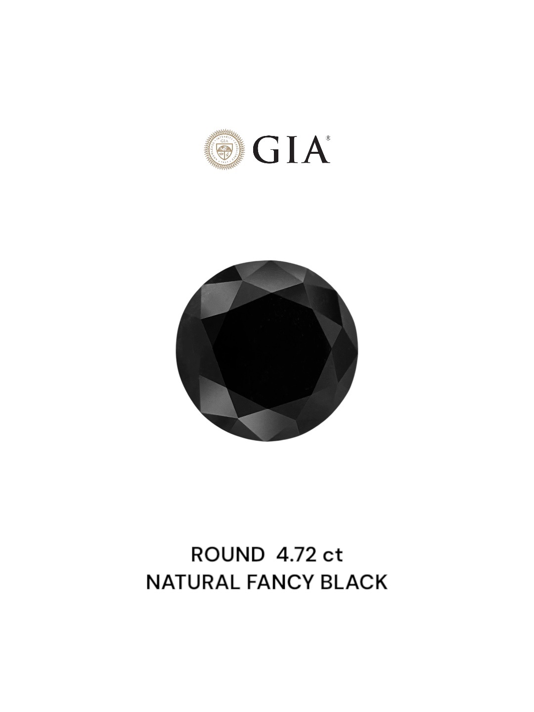 GIA 4.72 Carat Natural Fancy Black Round Diamond SE-8816GN