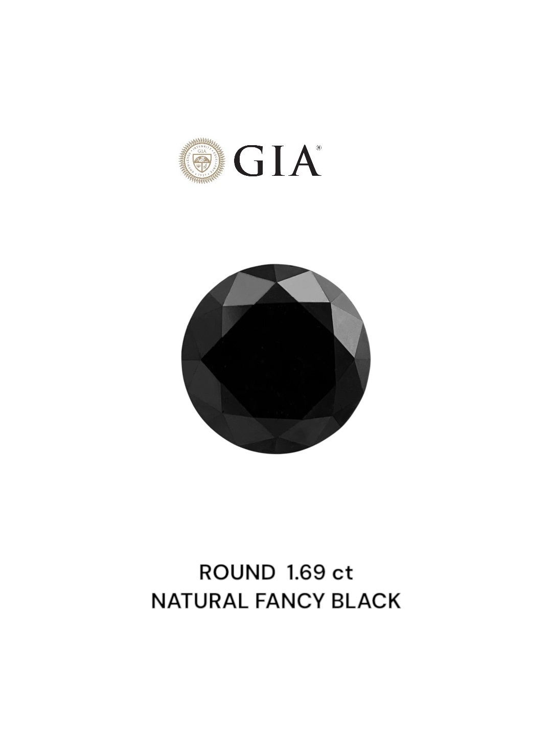 GIA 1.69 Carat Natural Fancy Black Round Diamond SE-8820GN