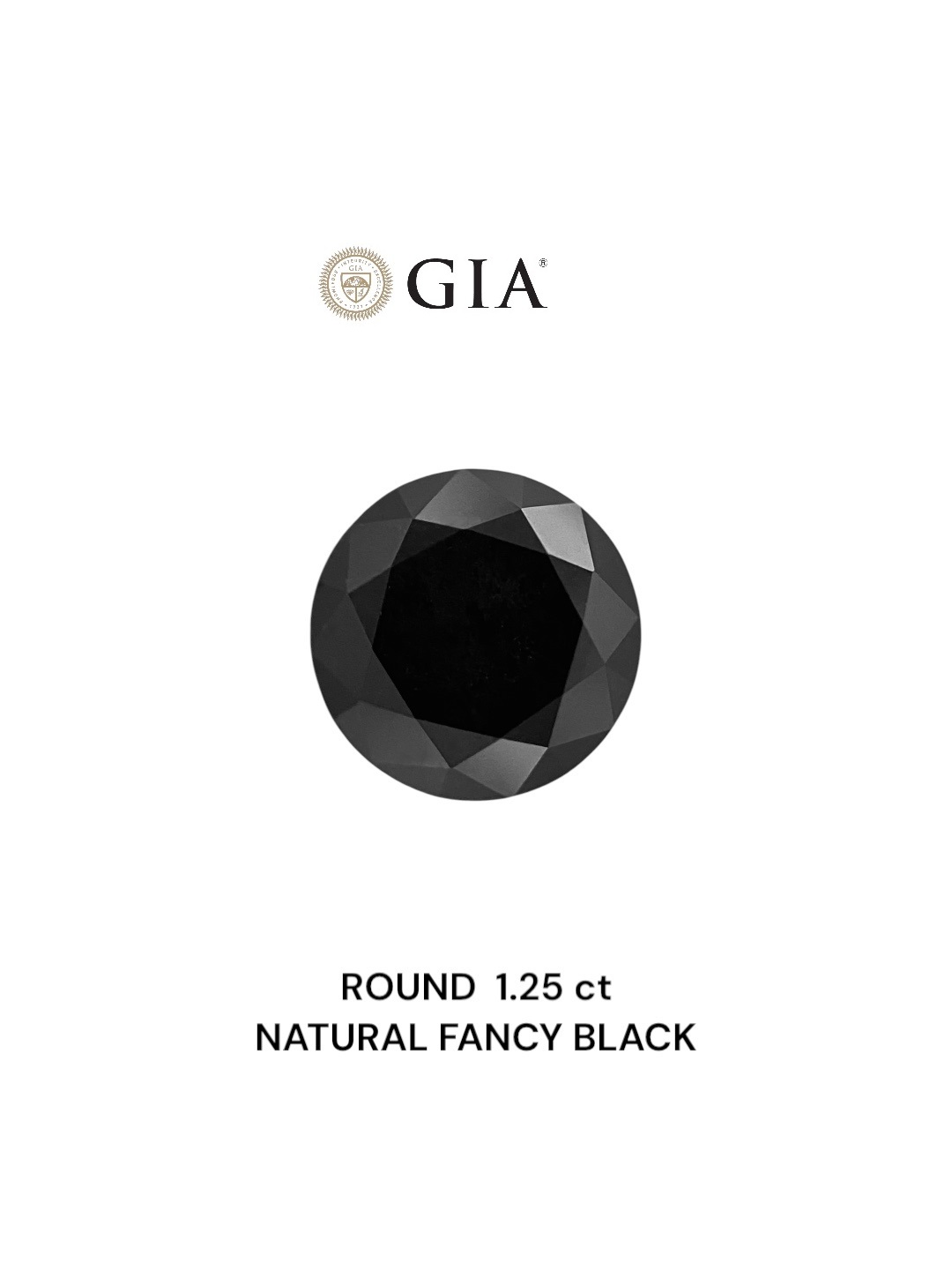 GIA 1.25 Carat Natural Fancy Black Round Diamond SE-8823GN