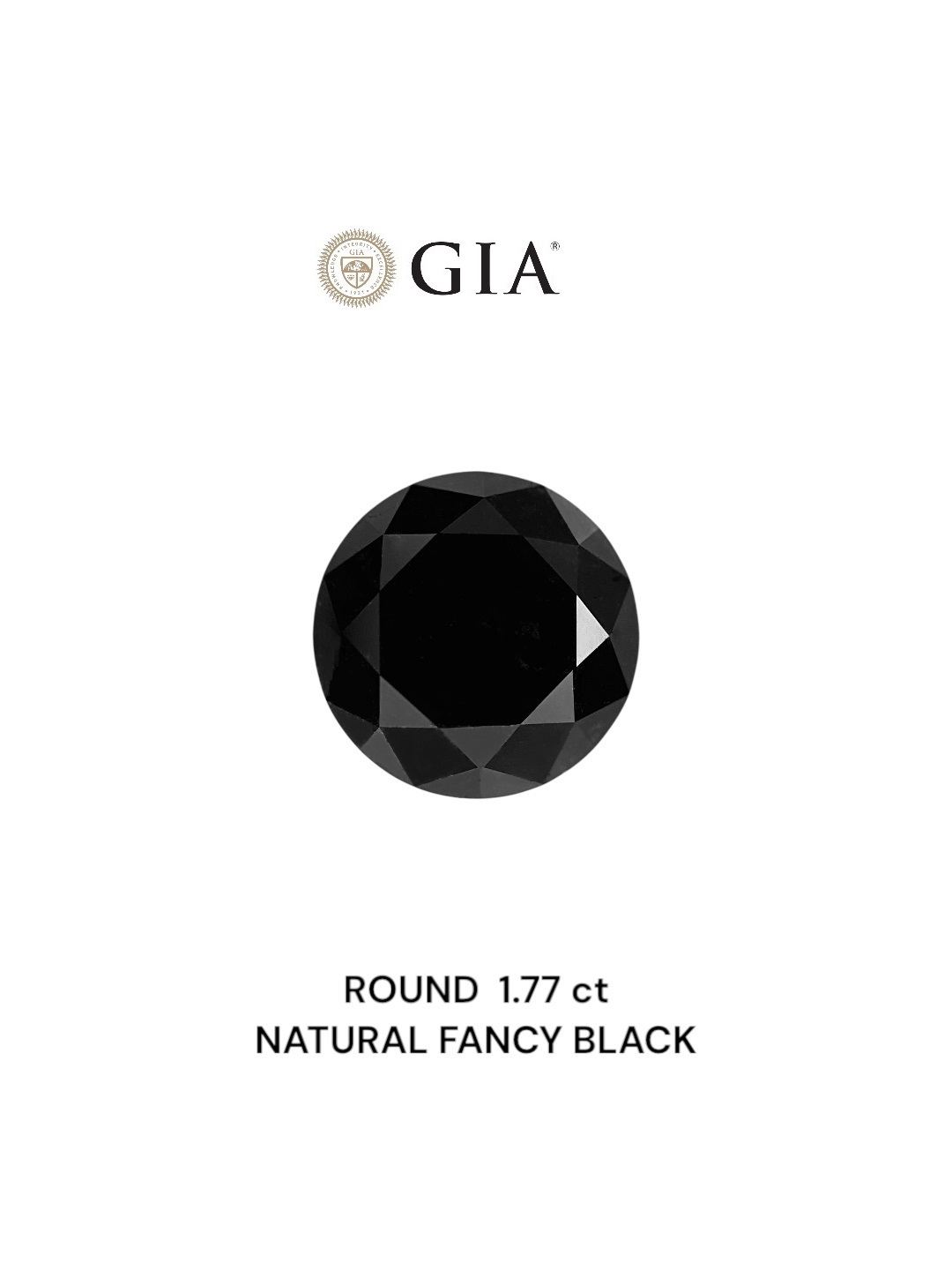 GIA 1.77 Carat Natural Fancy Black Round Diamond SE-8824GN