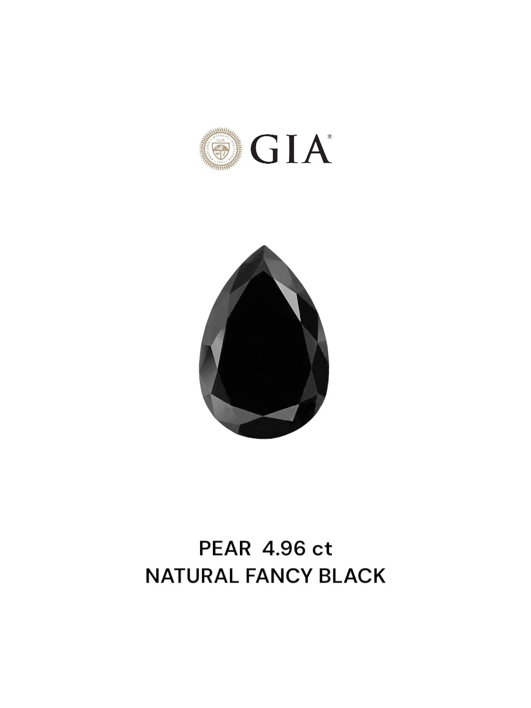 GIA 4.96 Carat Natural Fancy Black Pear Diamond SE-8825GN