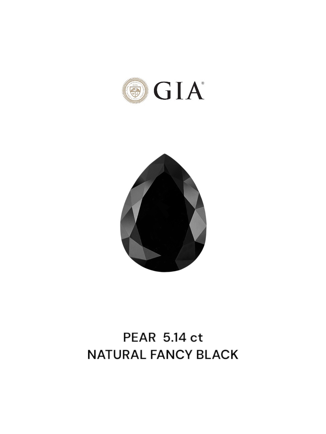GIA 5.14 Carat Natural Fancy Black Pear Diamond SE-8826GN
