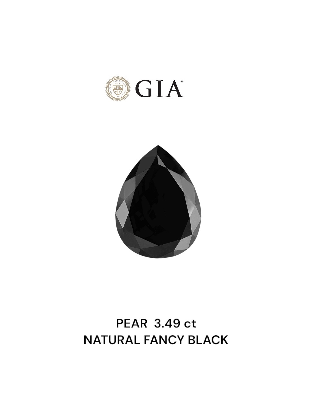 GIA 3.49 Carat Natural Fancy Black Pear Diamond SE-8827GN