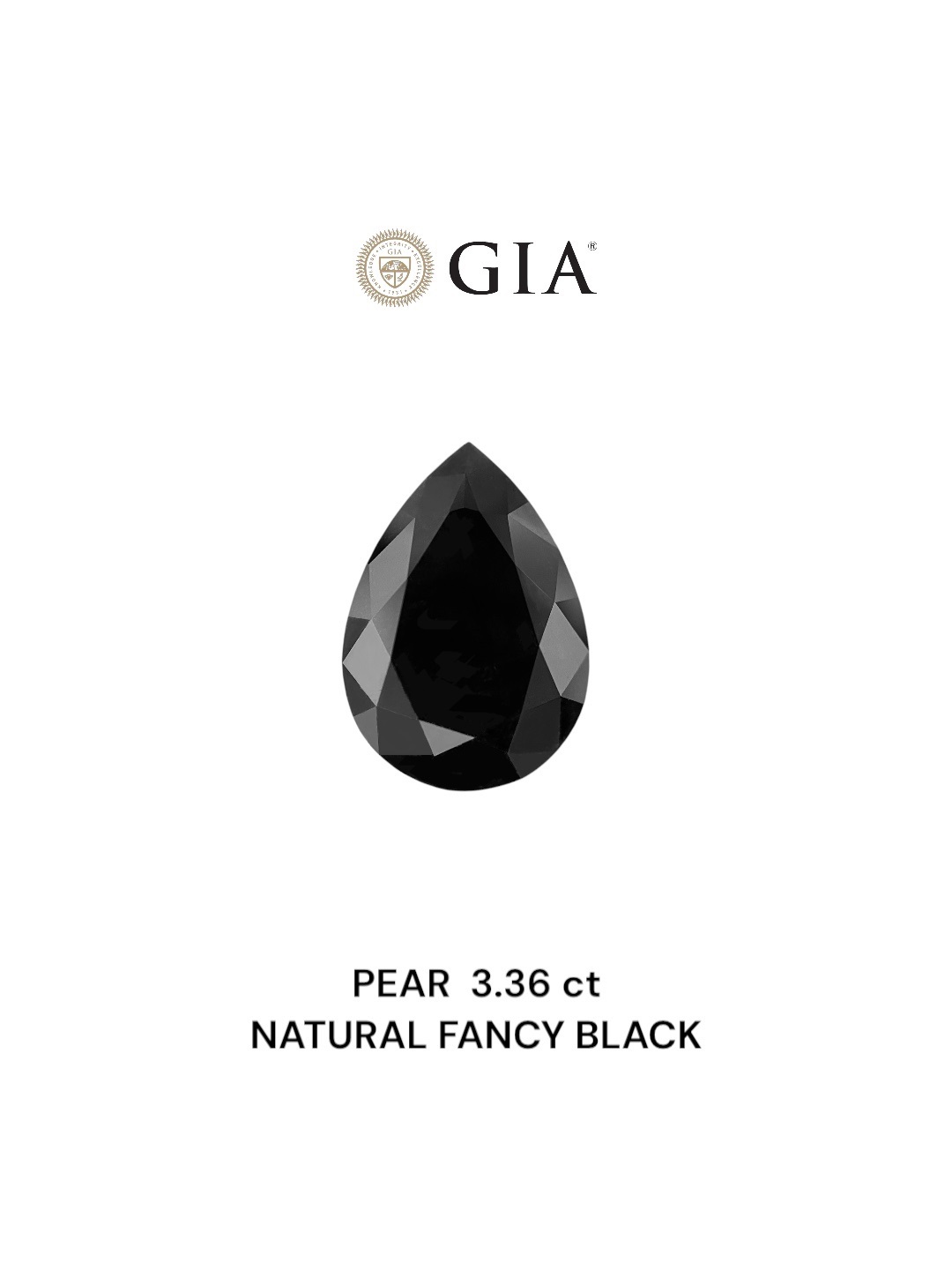 GIA 3.36 Carat Natural Fancy Black Pear Diamond SE-8828GN