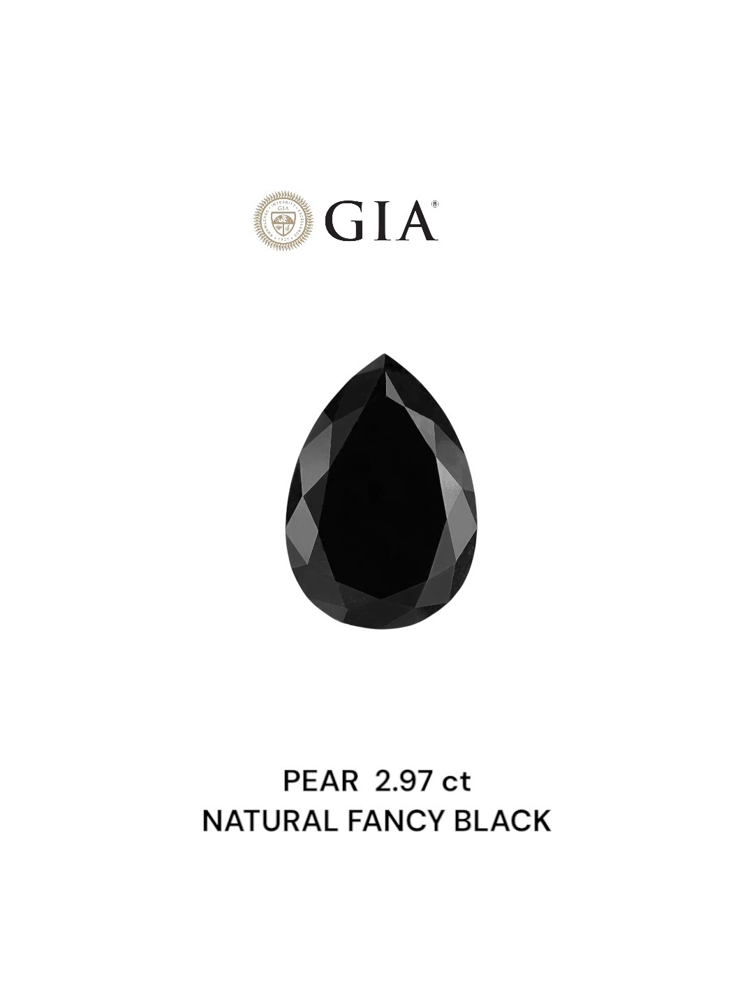 GIA 2.97 Carat Natural Fancy Black Pear Diamond SE-8830GN