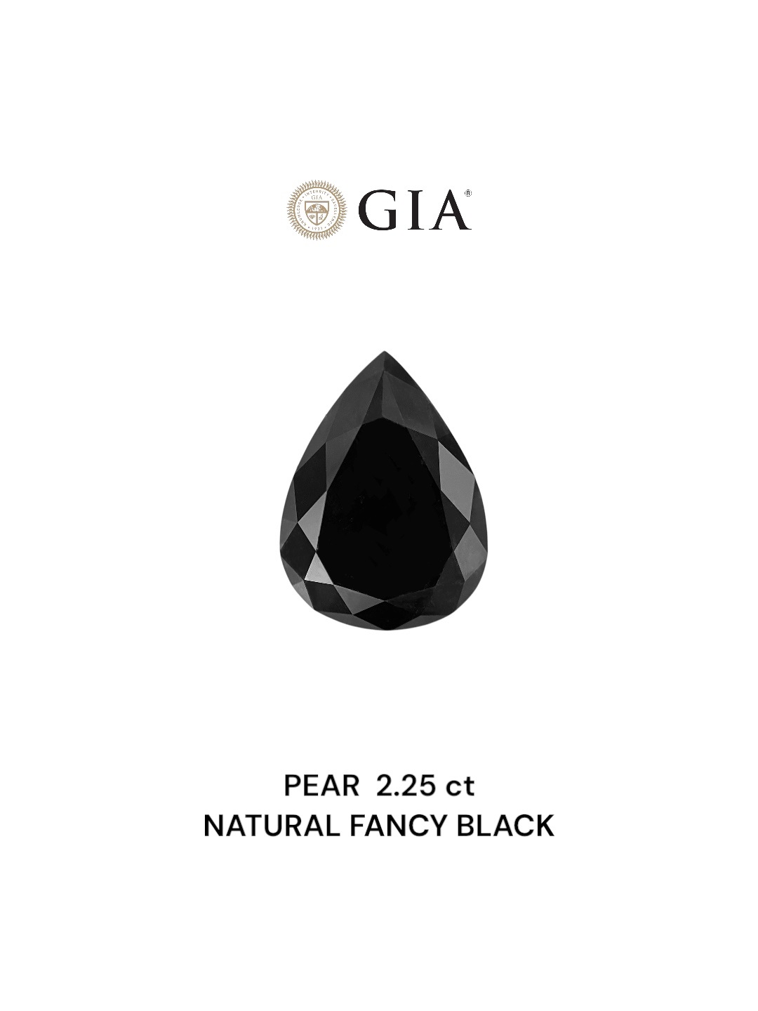 GIA 2.25 Carat Natural Fancy Black Pear Diamond SE-8831GN