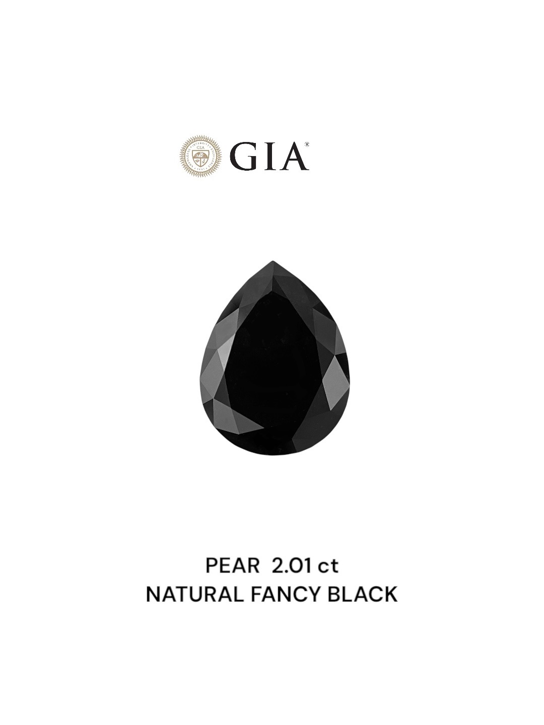 GIA 2.01 Carat Natural Fancy Black Pear Diamond SE-8832GN