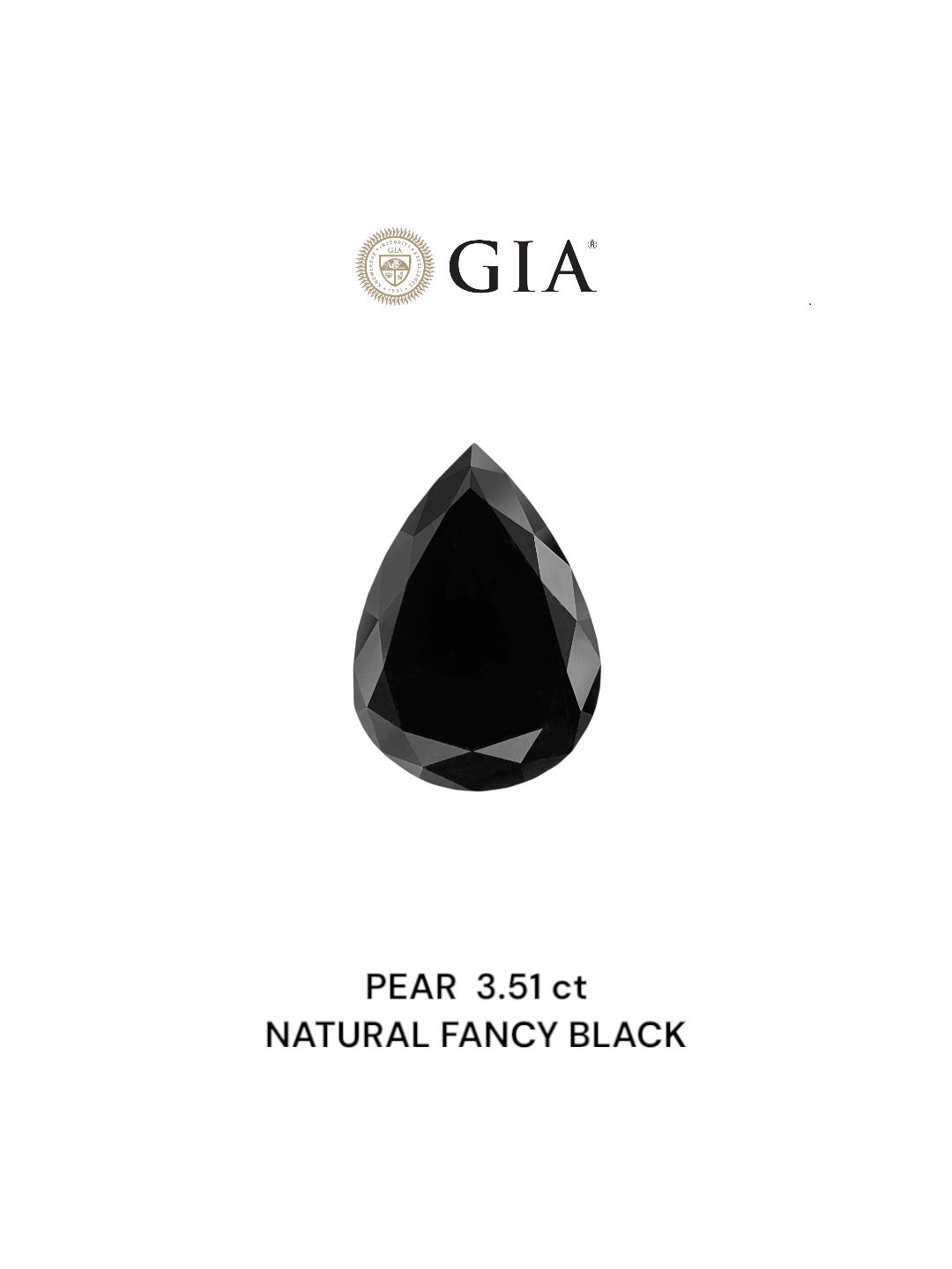 GIA 3.51 Carat Natural Fancy Black Pear Diamond SE-8834GN