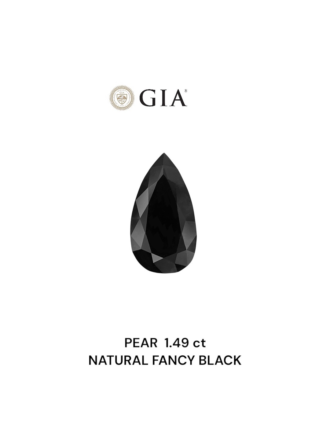 GIA 1.49 Carat Natural Fancy Black Pear Diamond SE-8836GN