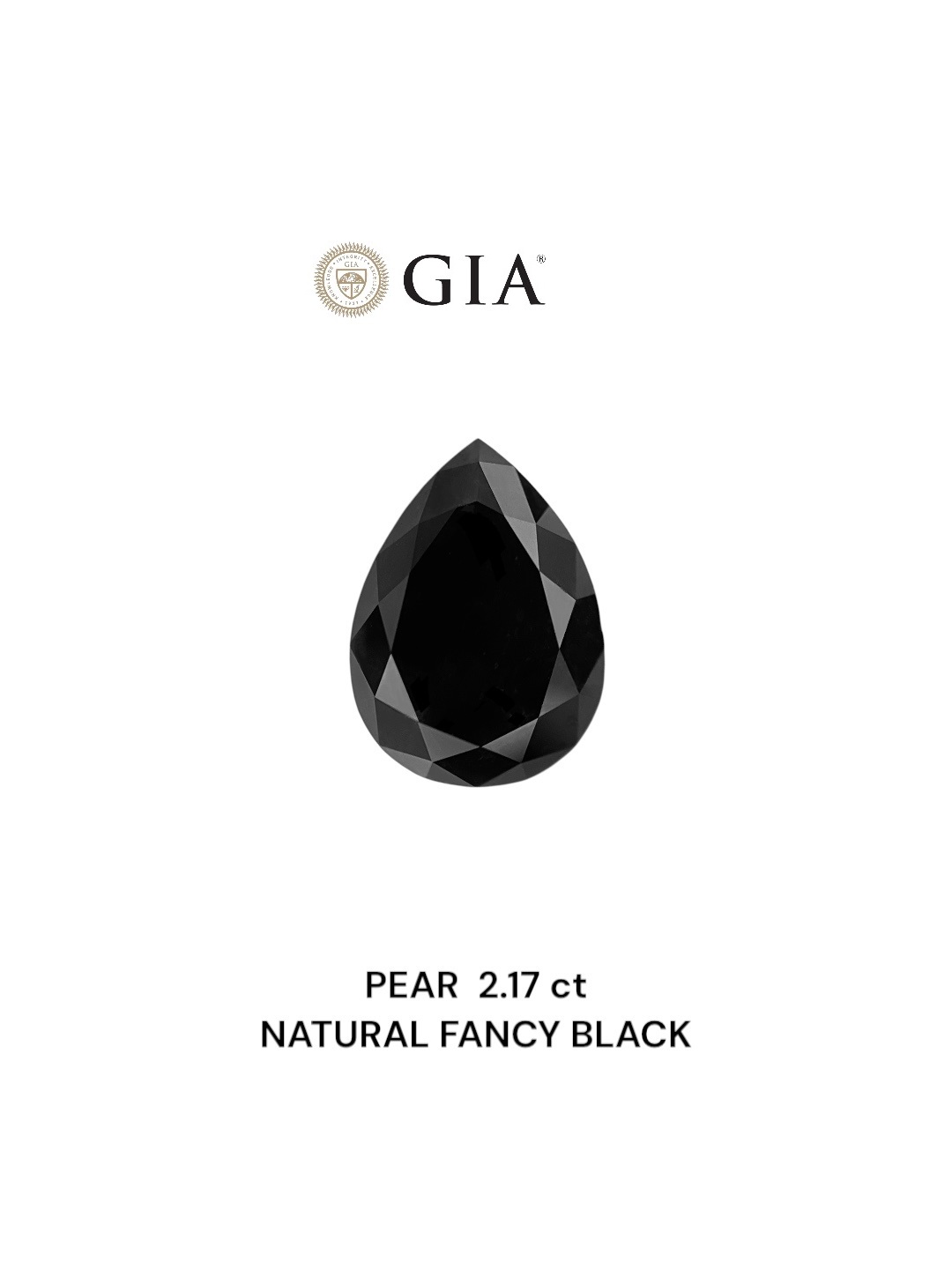 GIA 2.17 Carat Natural Fancy Black Pear Diamond SE-8837GN
