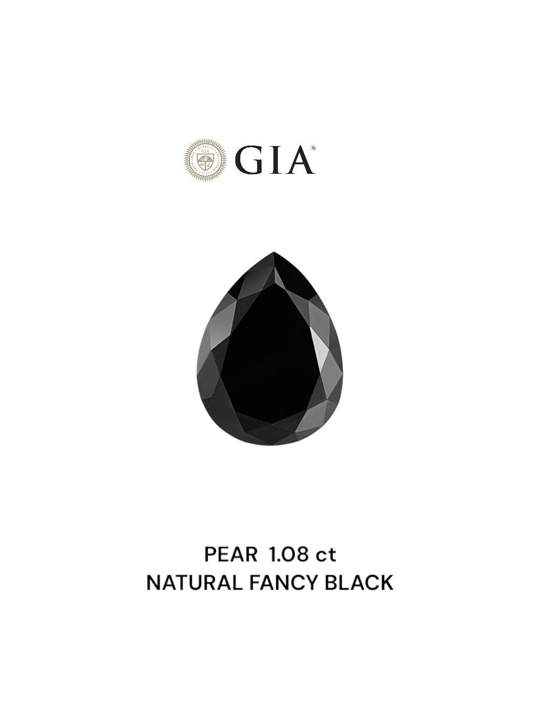 GIA 1.08 Carat Natural Fancy Black Pear Diamond SE-8839GN