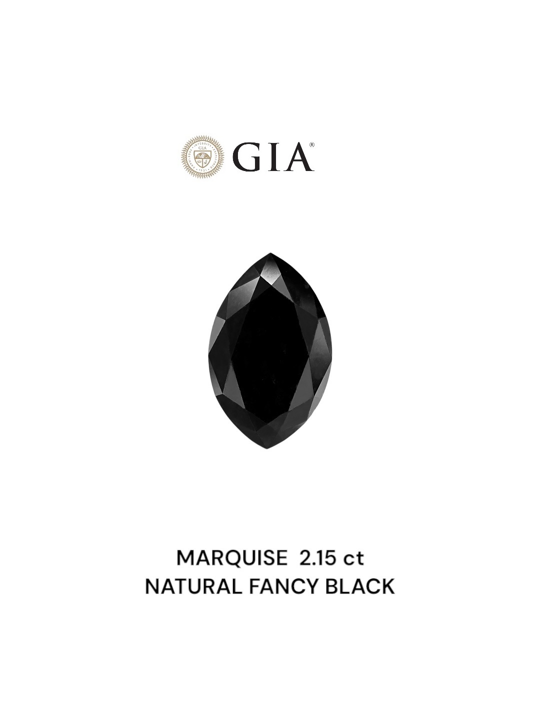 GIA 2.15 Carat Natural Fancy Black Marquise Diamond SE-8840GN
