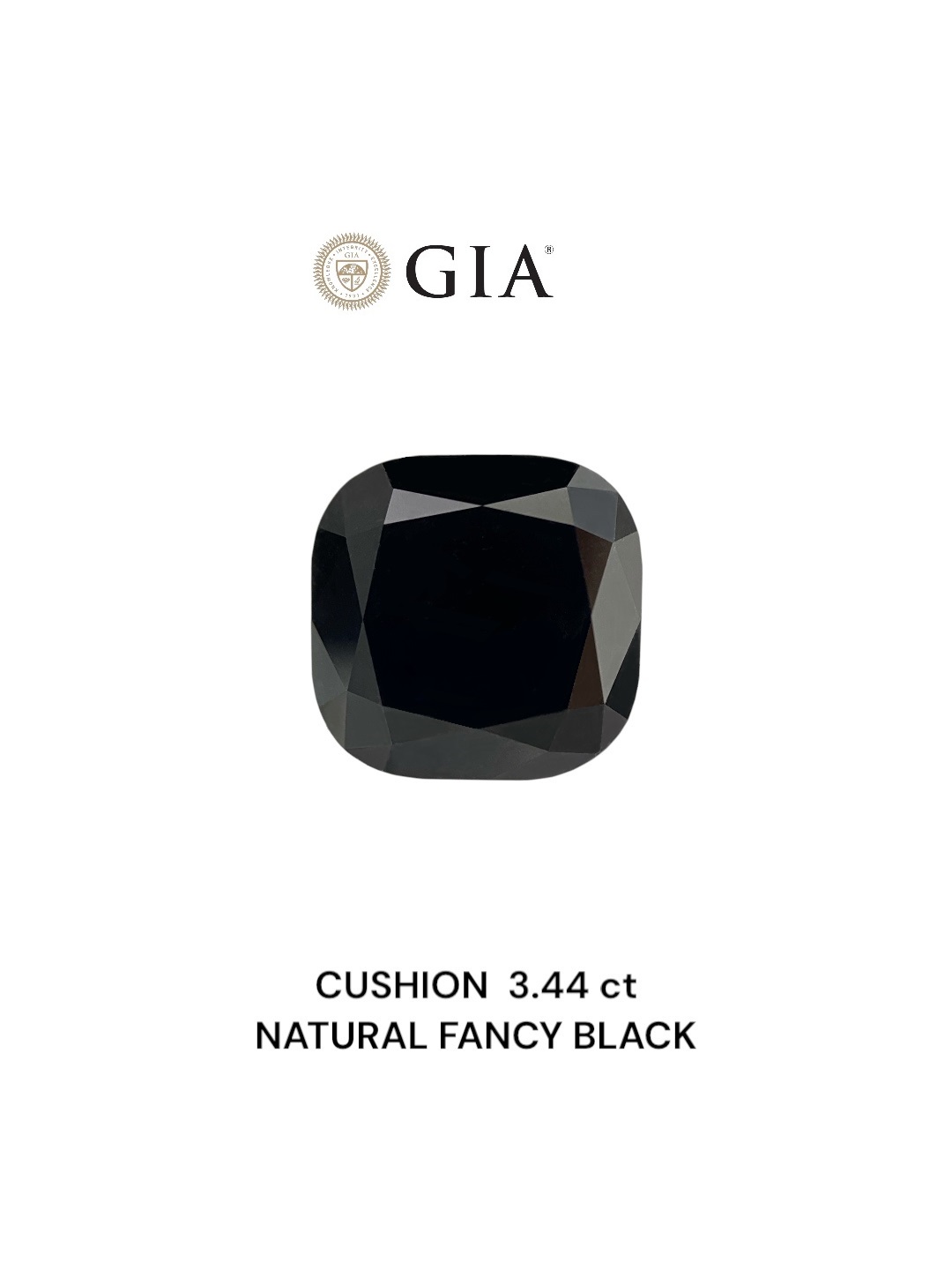 GIA 3.44 Carat Natural Fancy Black Cushion Diamond SE-8850GN