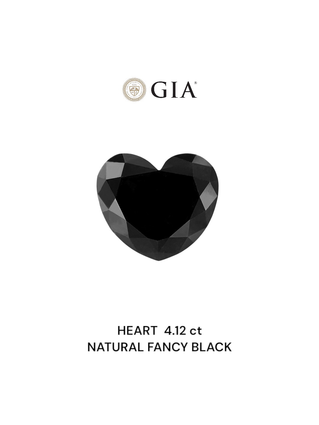 GIA 4.12 Carat Natural Fancy Black Heart Diamond SE-8857GN
