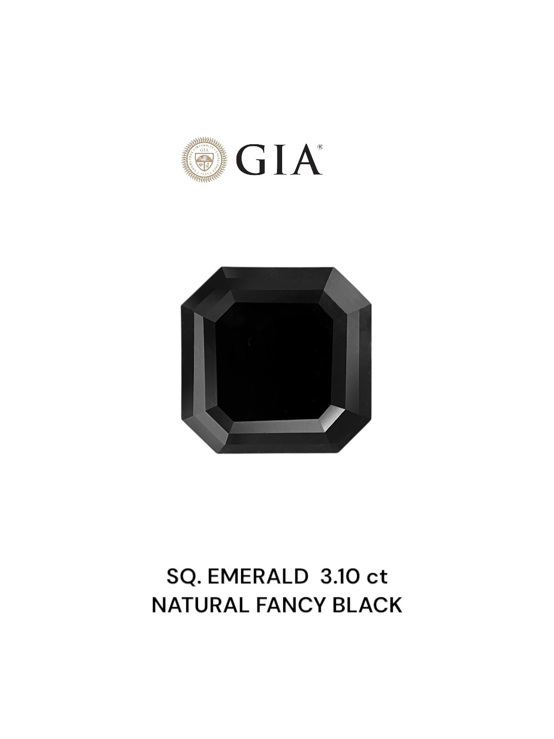 GIA 3.10 Carat Natural Fancy Black Sq emerald Diamond SE-8859GN