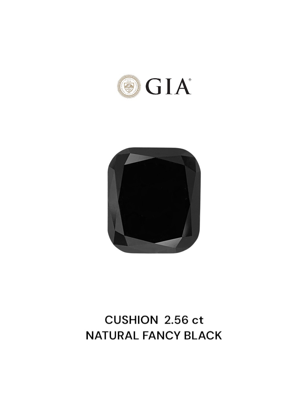 GIA 2.56 Carat Natural Fancy Black Cushion Diamond SE-8860GN