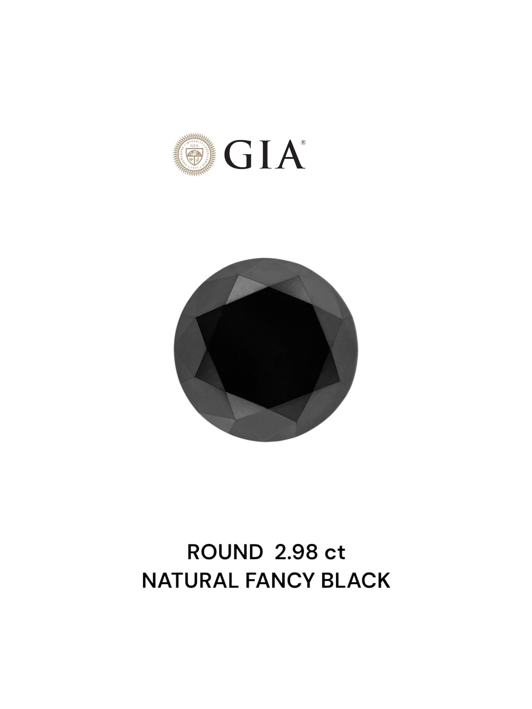 GIA 2.98 Carat Natural Fancy Black Round Diamond SE-8863GN