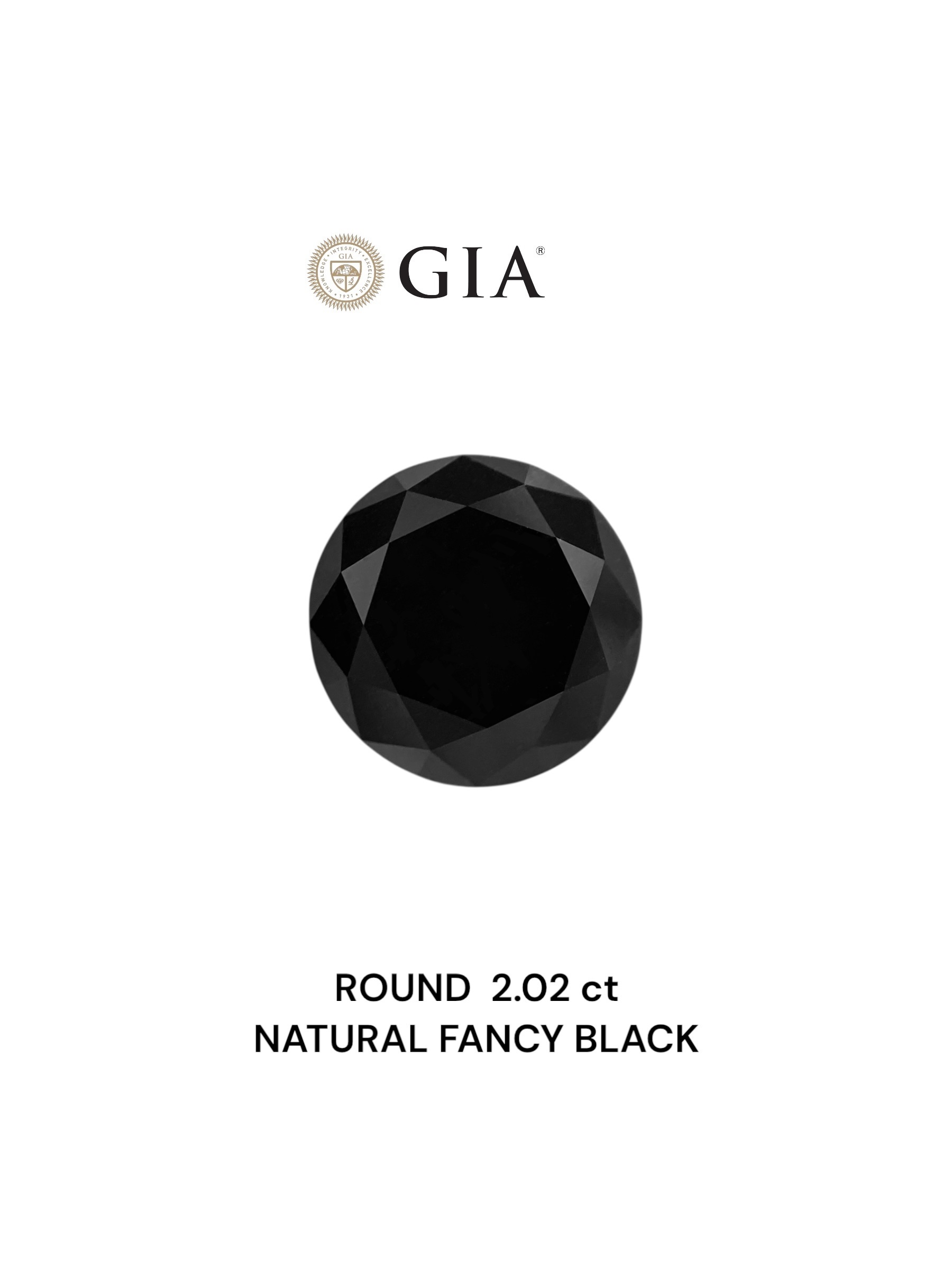 GIA 2.02 Carat Natural Fancy Black Round Diamond SE-8865GN