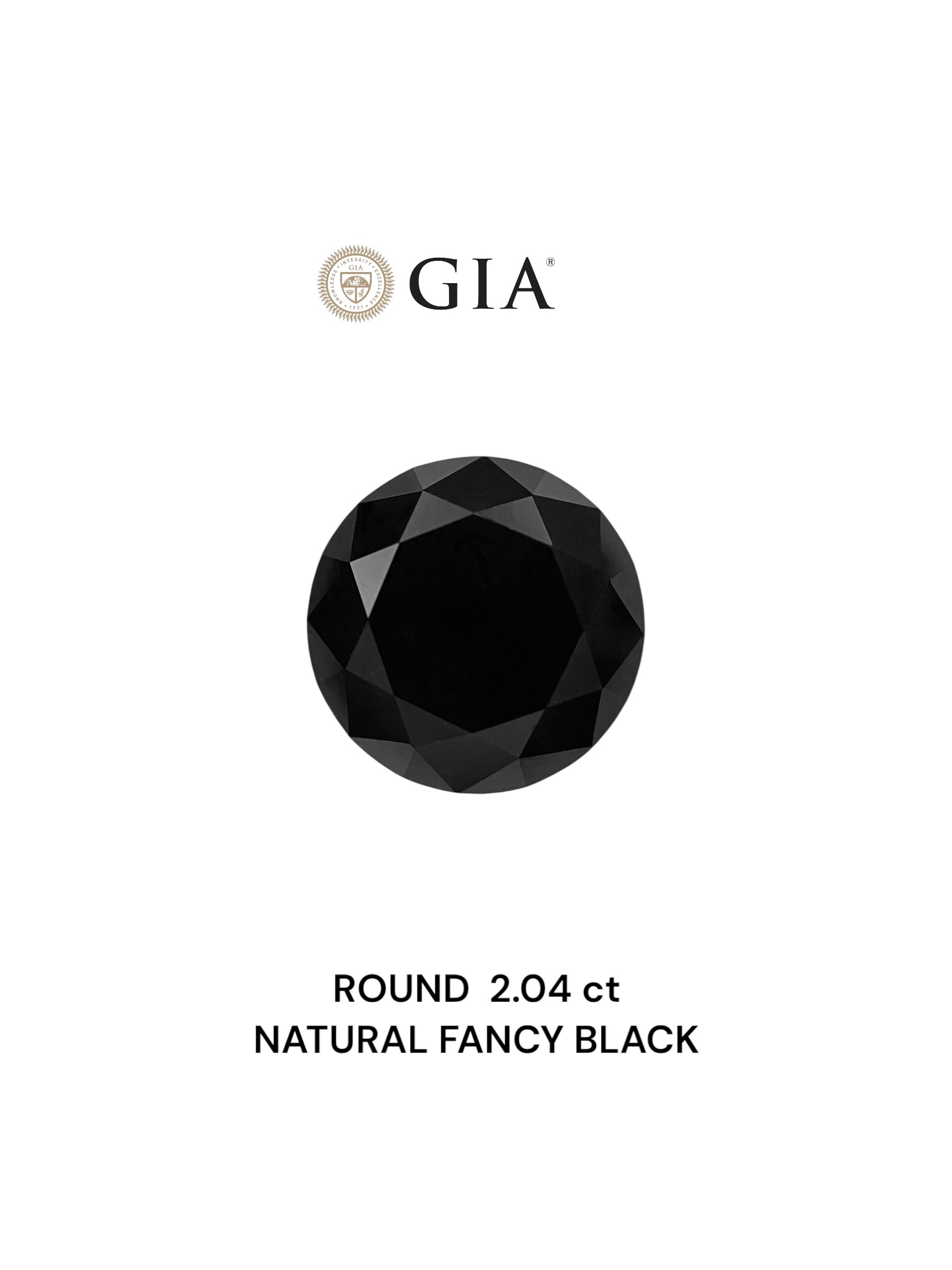 GIA 2.04 Carat Natural Fancy Black Round Diamond SE-8868GN
