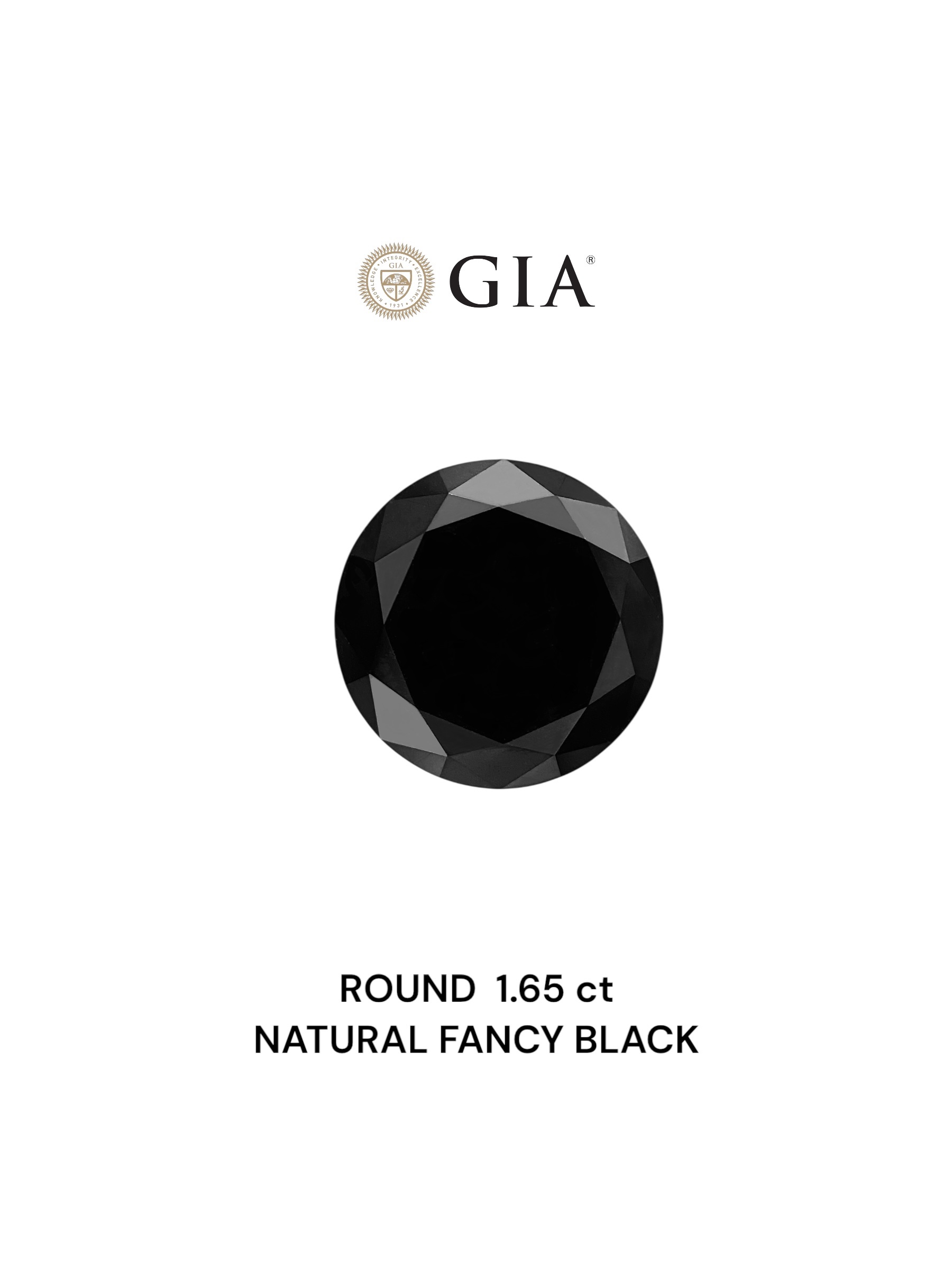 GIA 1.65 Carat Natural Fancy Black Round Diamond SE-8869GN