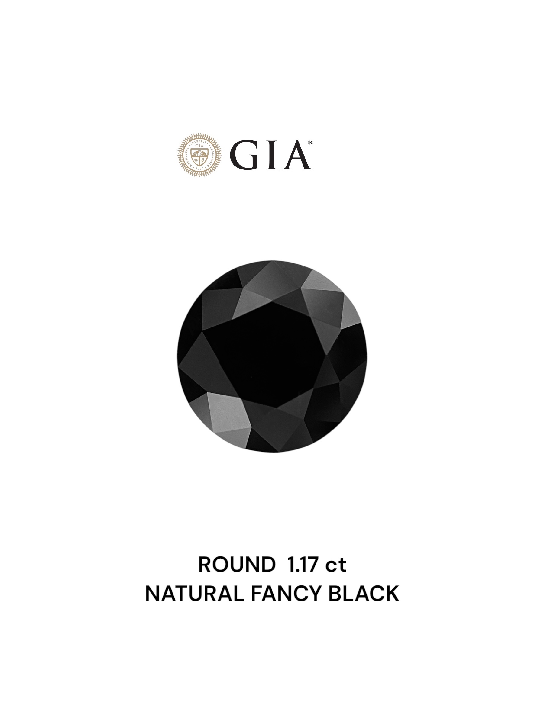 GIA 1.17 Carat Natural Fancy Black Round Diamond SE-8871GN