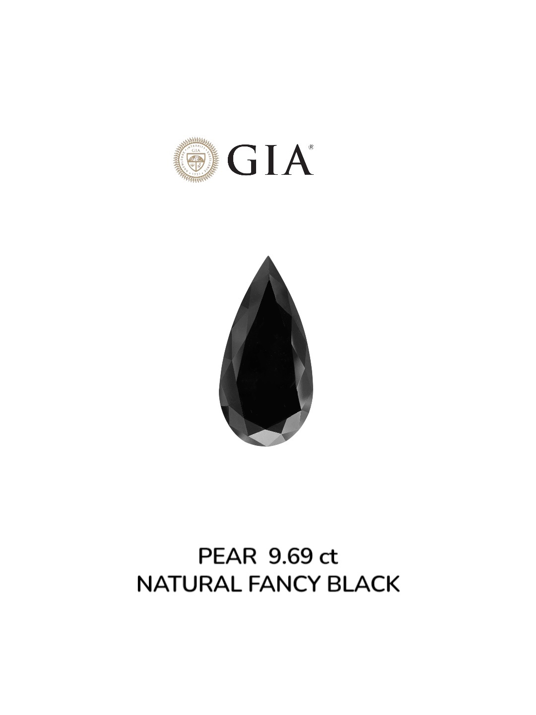 GIA 9.69 Carat Natural Fancy Black Pear Diamond SE-8875GN