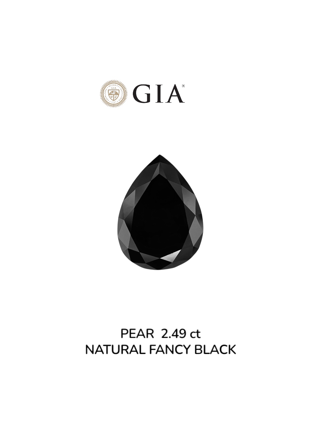 GIA 2.49 Carat Natural Fancy Black Pear Diamond SE-8876GN