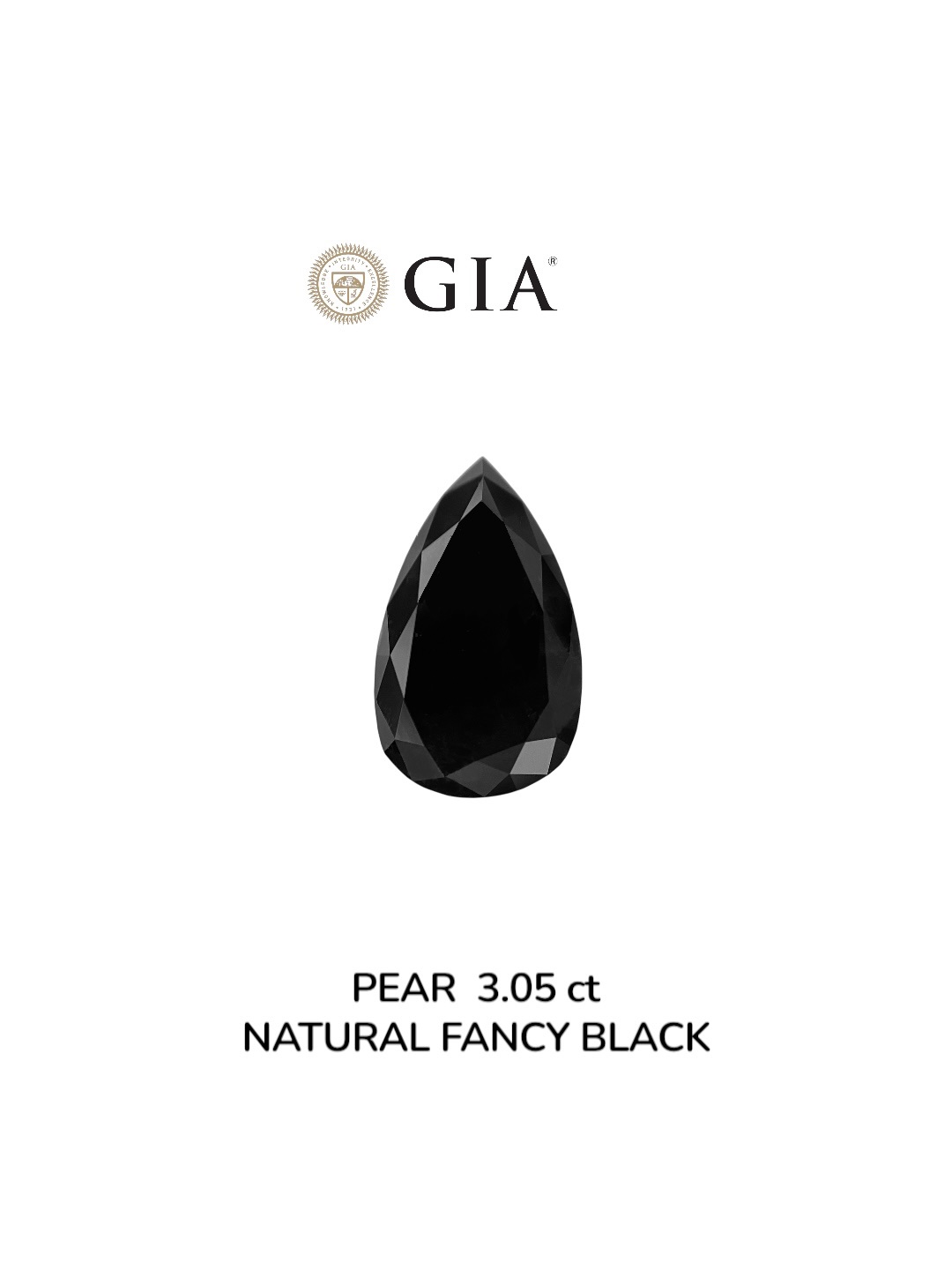 GIA 3.05 Carat Natural Fancy Black Pear Diamond SE-8877GN