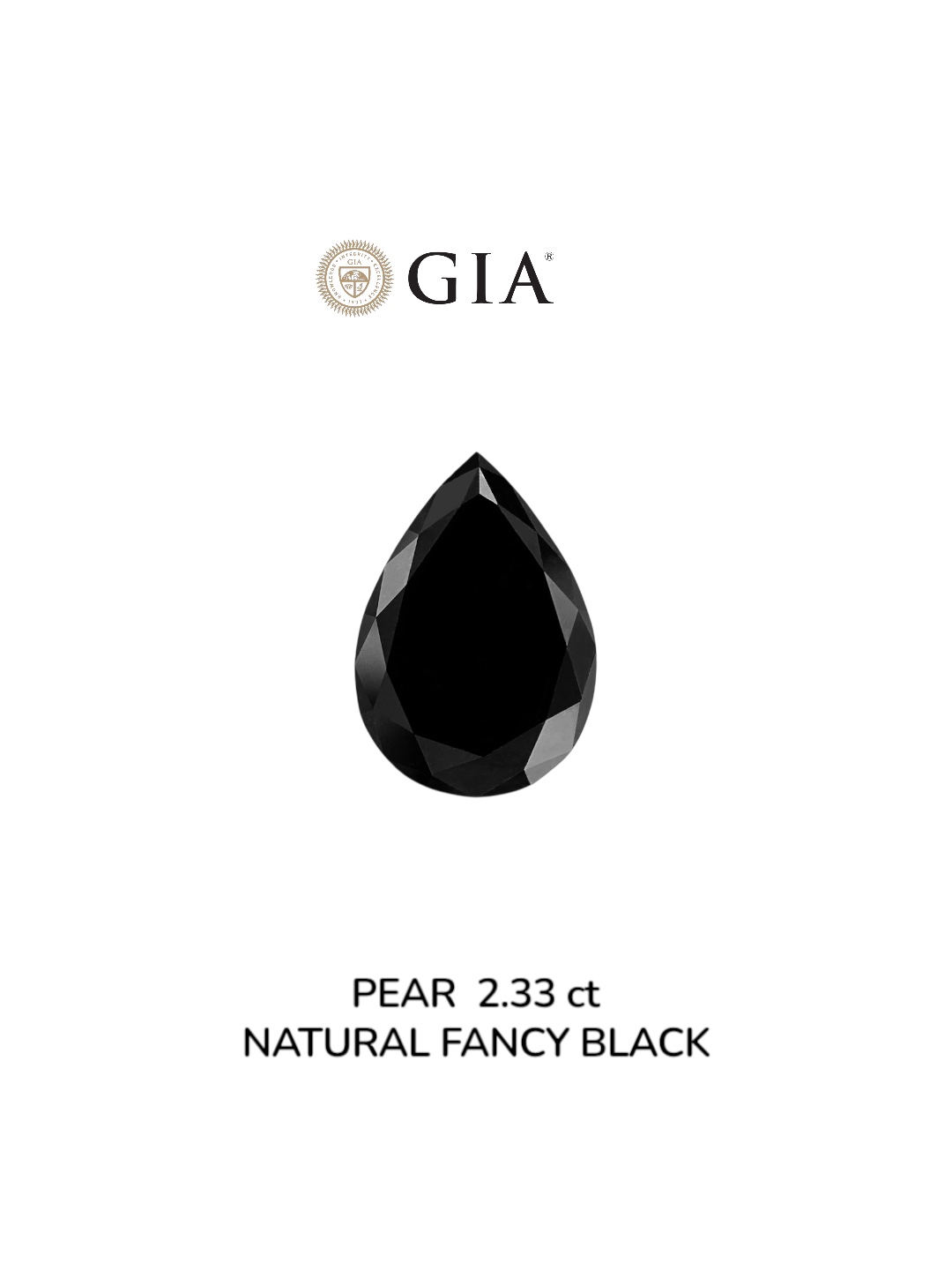 GIA 2.33 Carat Natural Fancy Black Pear Diamond SE-8880GN