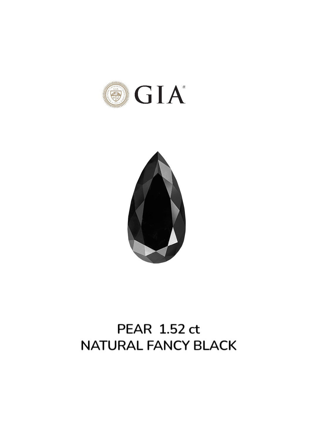 GIA 1.52 Carat Natural Fancy Black Pear Diamond SE-8881GN